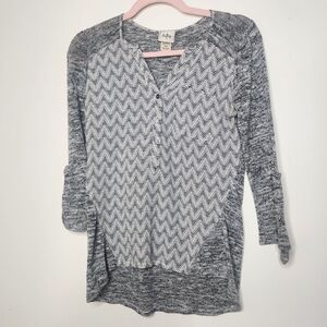 Daytrip Lightweight Knit Top Gray Chevron Officw Attire Size Xs
